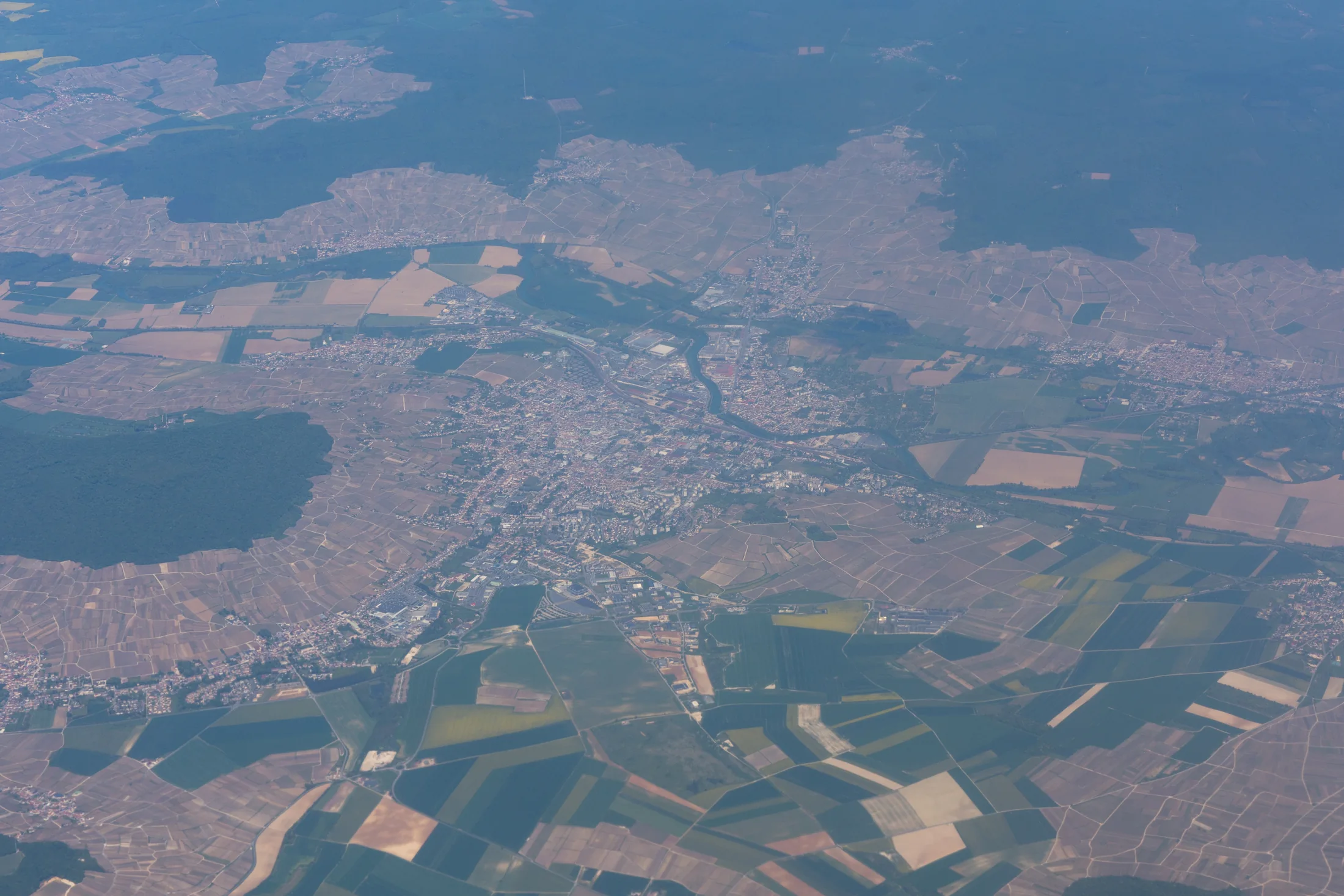 Aerial view of Épernay photographed in May 2018