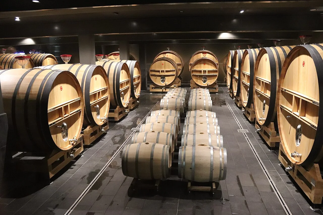 Oak barrels at Champagne Lanson in Reims