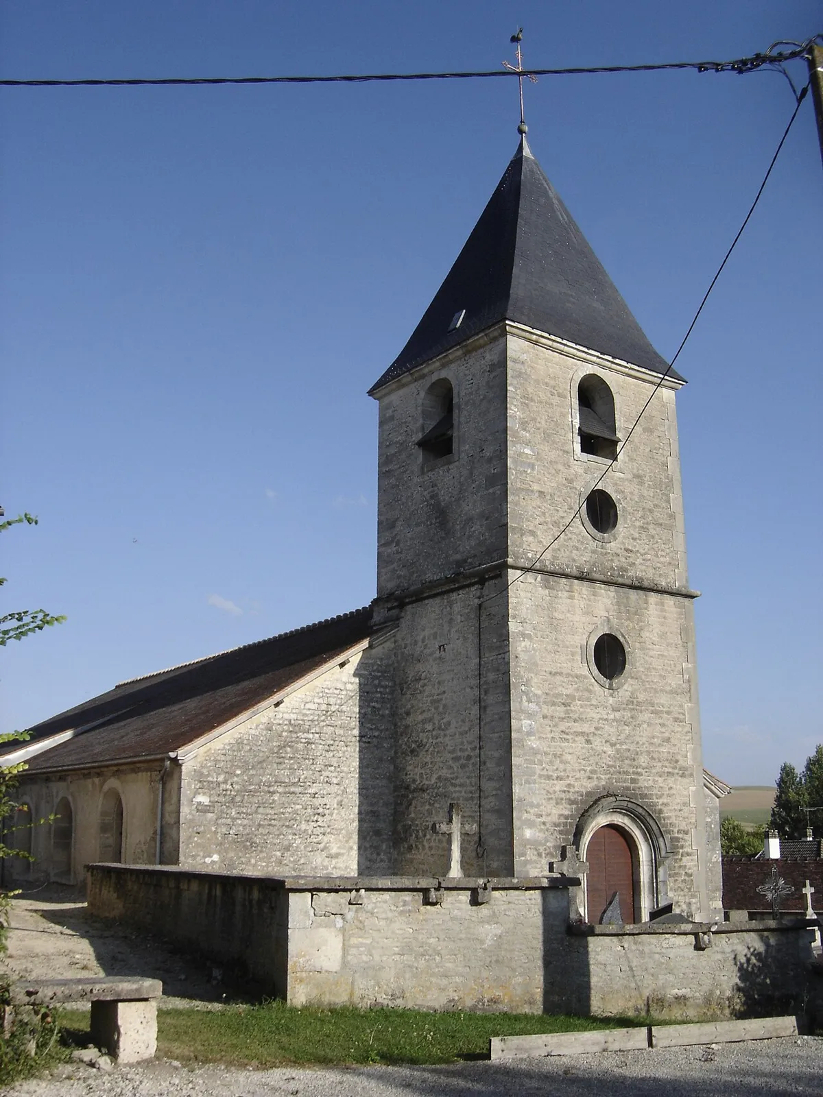 Church in Urville, Aube, the village of Champagne Drappier